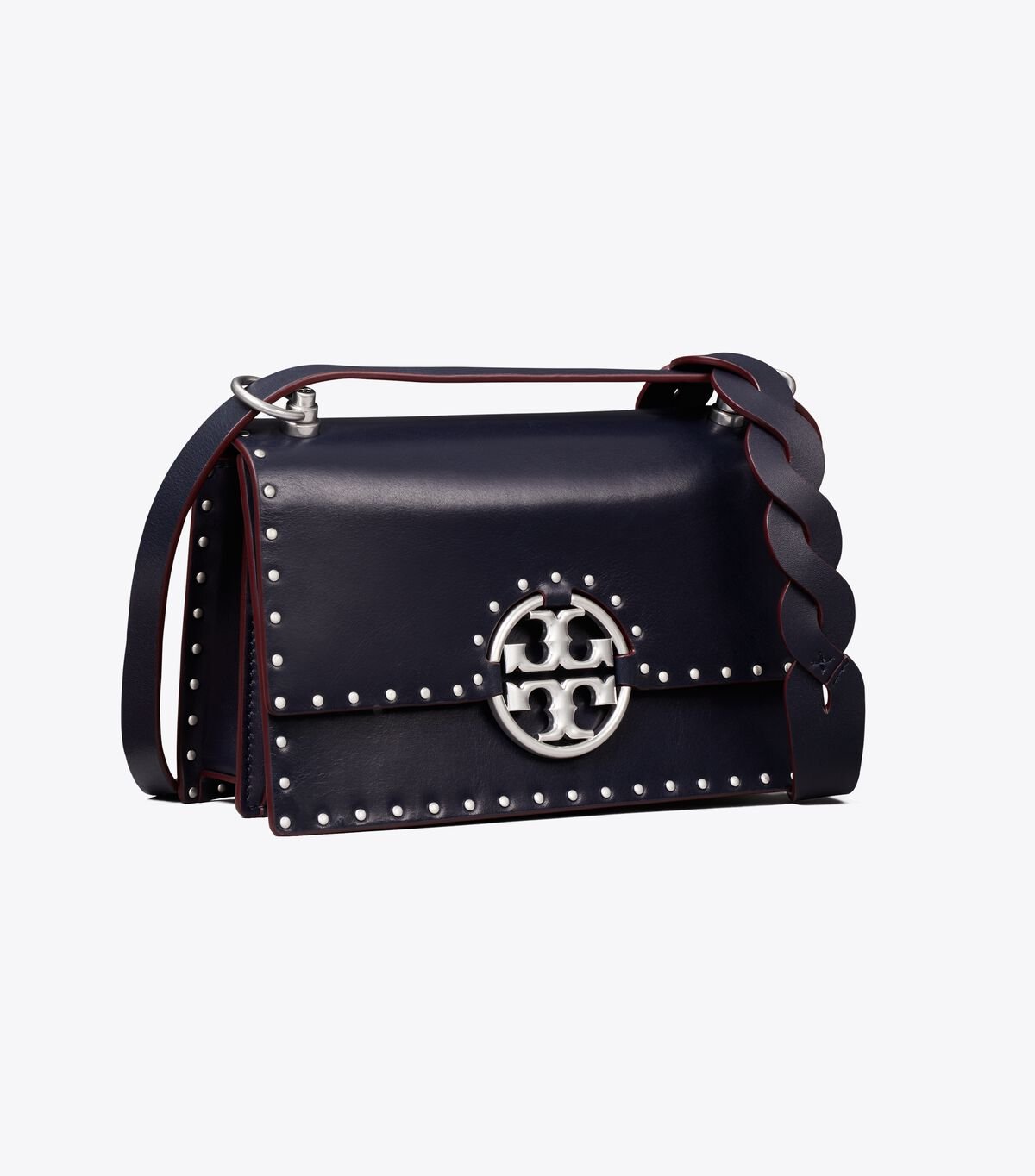 Black Tory Burch Small Miller Studded Flap Women\'s Shoulder Bags | OUTLET-19403259