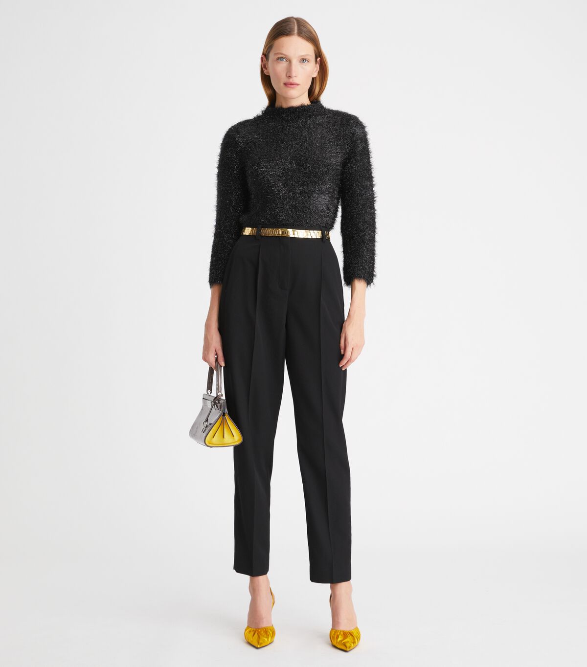 Black Tory Burch Tinsel Mockneck Women's Sweaters | OUTLET-08352749