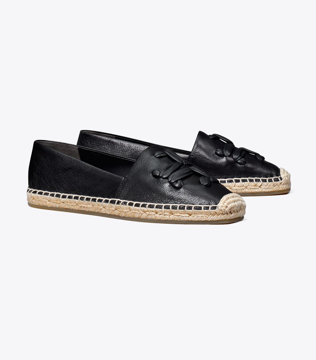 Black Tory Burch Woven Double T Aline Women\'s Espadrille | OUTLET-40356179