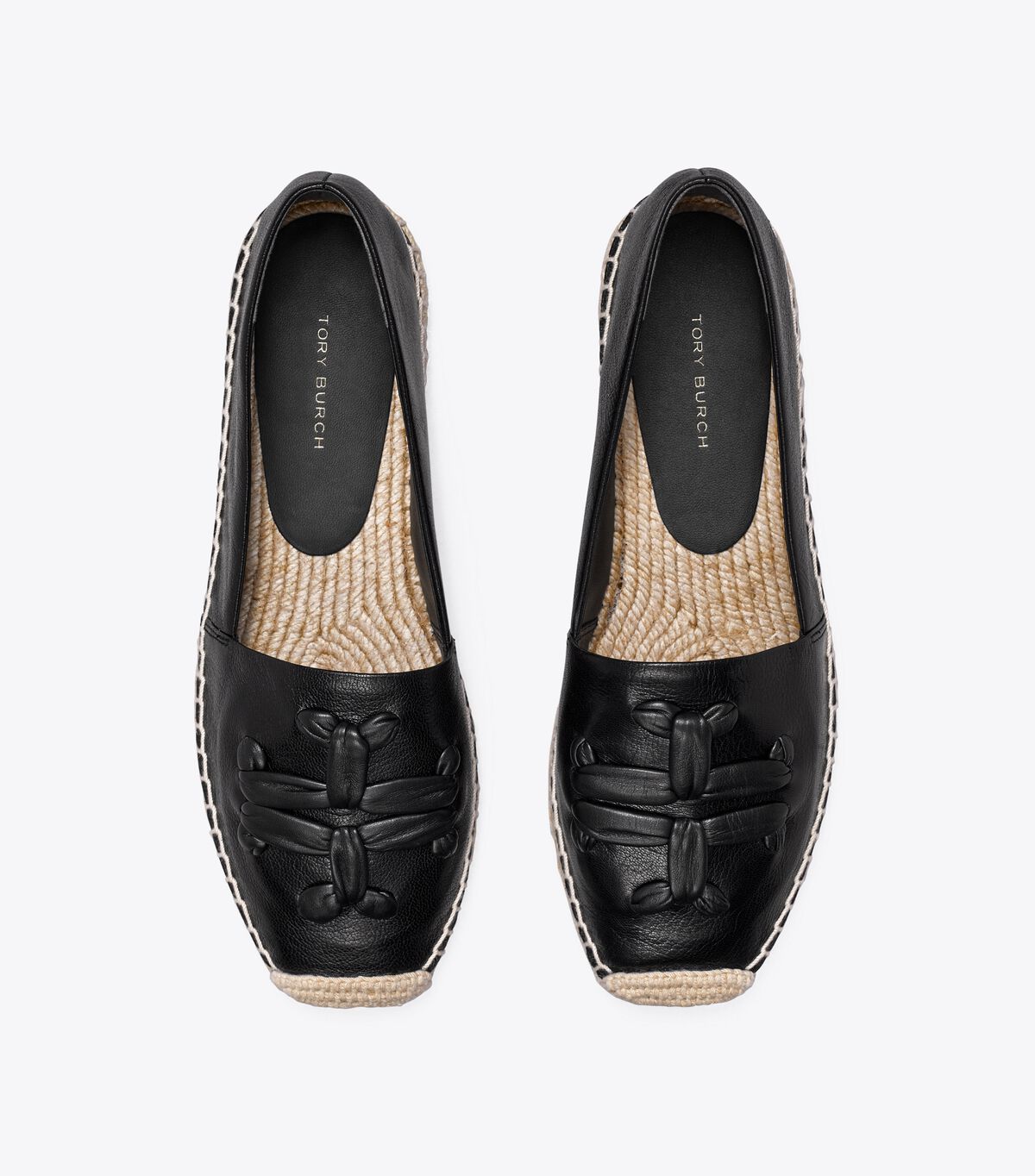 Black Tory Burch Woven Double T Aline Women's Ballet Flats | OUTLET-54869029