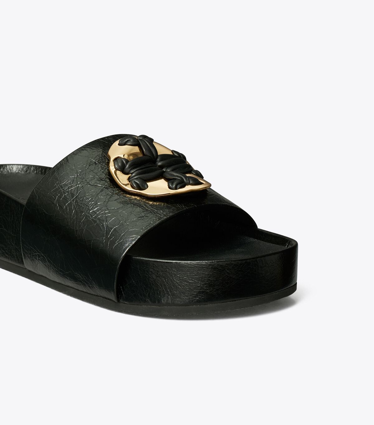 Black Tory Burch Woven Double T Women's Sandals | OUTLET-70351269