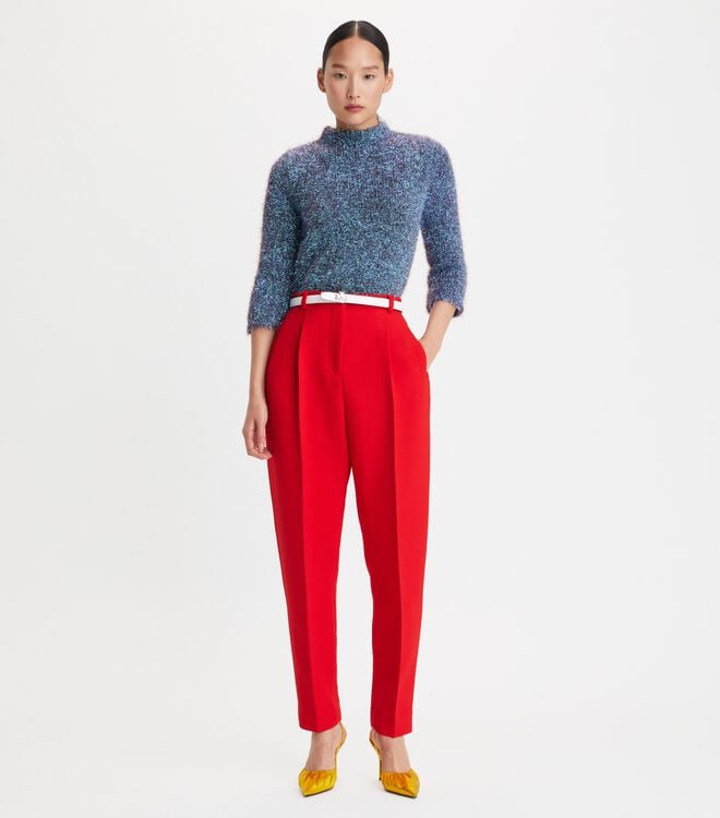 Blue Multicolor Tory Burch Tinsel Mockneck Women's Sweaters | OUTLET-27164939