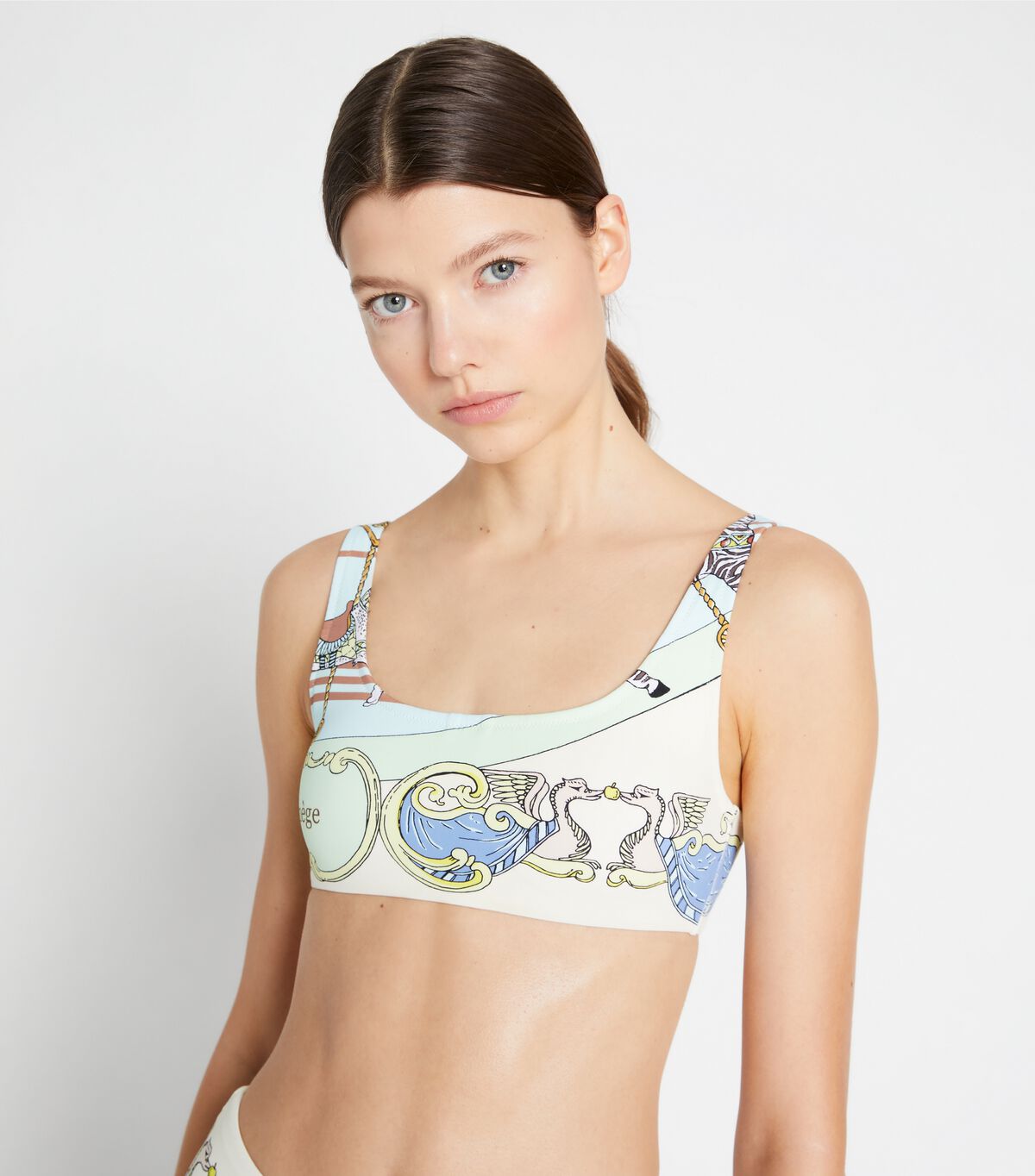 Blue Tory Burch Printed Scoop-back Women's Bras | OUTLET-59203789