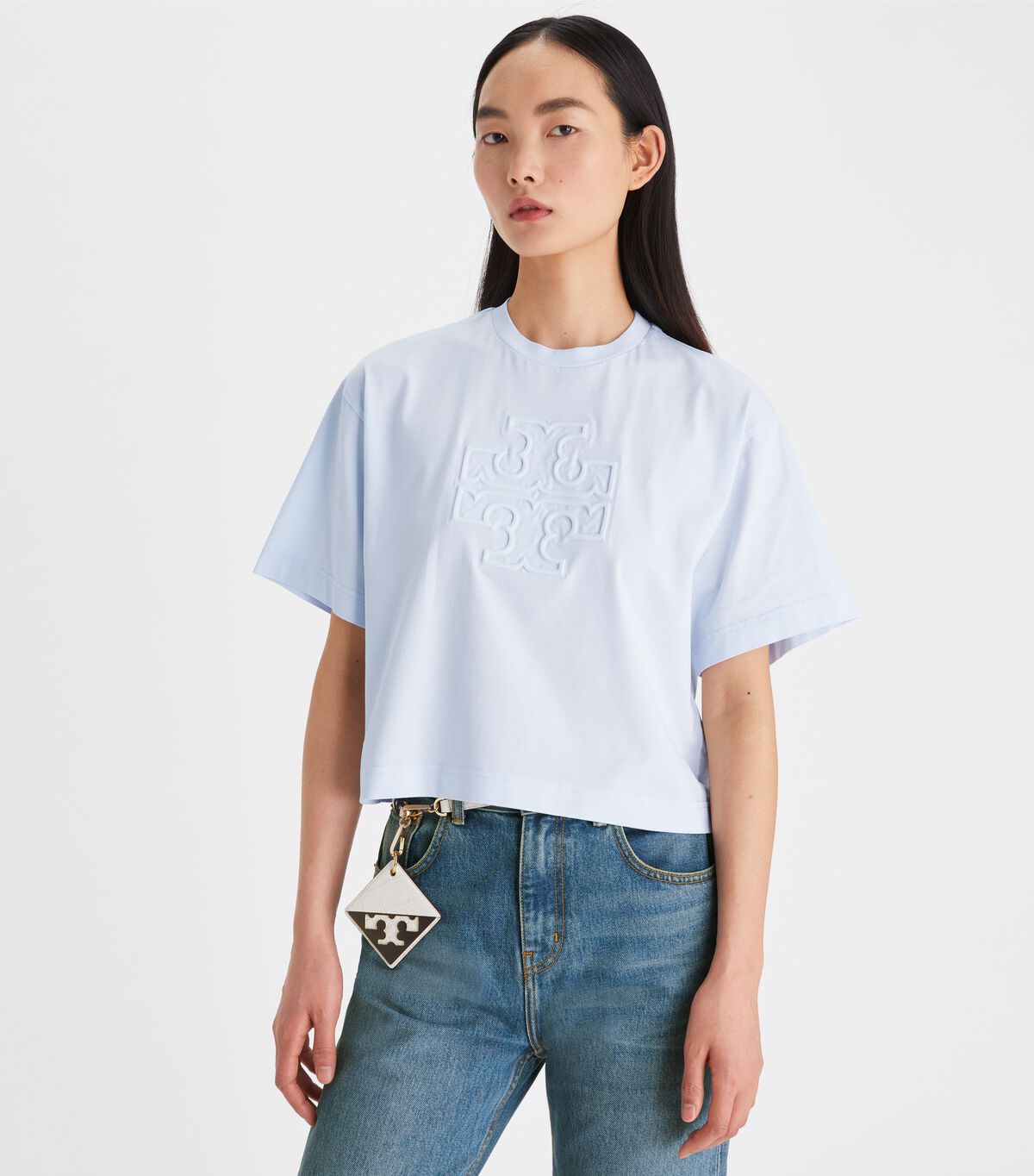 Blue Tory Burch Relaxed Logo Women's T Shirts | OUTLET-62974189