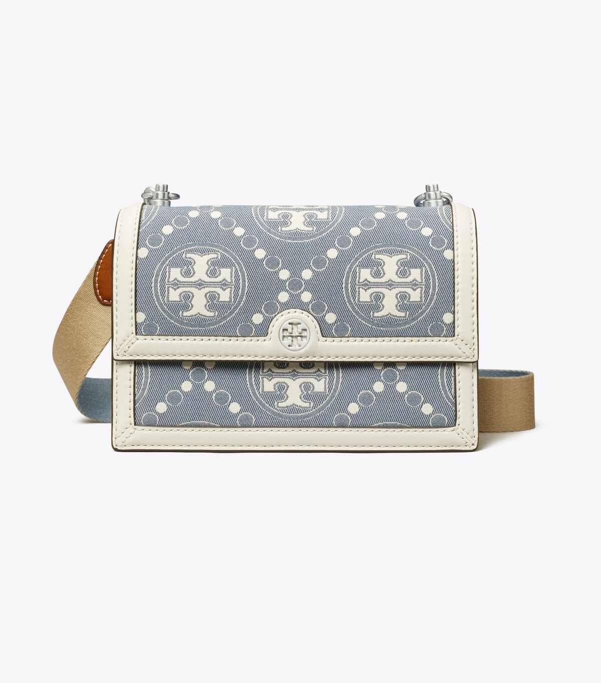 Blue Tory Burch Small T Monogram Denim Women's Shoulder Bags | OUTLET-09734829