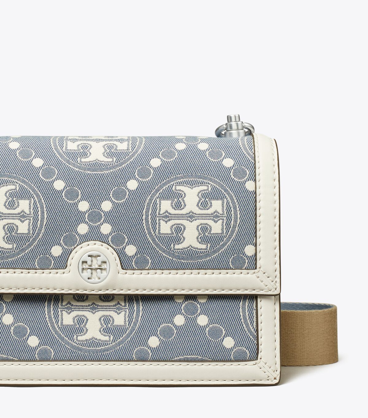 Blue Tory Burch Small T Monogram Denim Women's Shoulder Bags | OUTLET-09734829