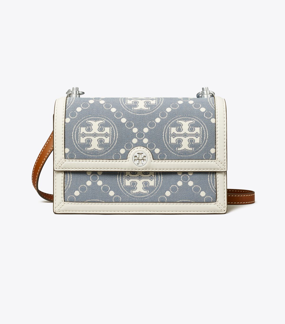 Blue Tory Burch Small T Monogram Denim Women's Shoulder Bags | OUTLET-09734829