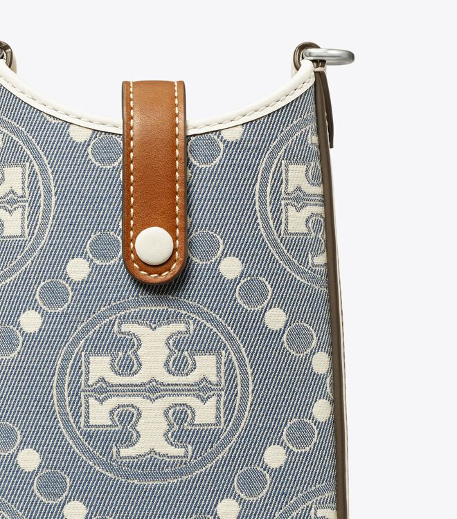 Blue Tory Burch T Monogram Denim Women's Crossbody Bags | OUTLET-54769209