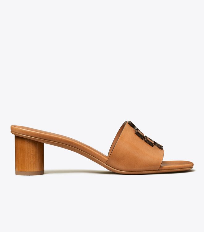 Brown Tory Burch Ines Wide Women's Heels | OUTLET-87906259