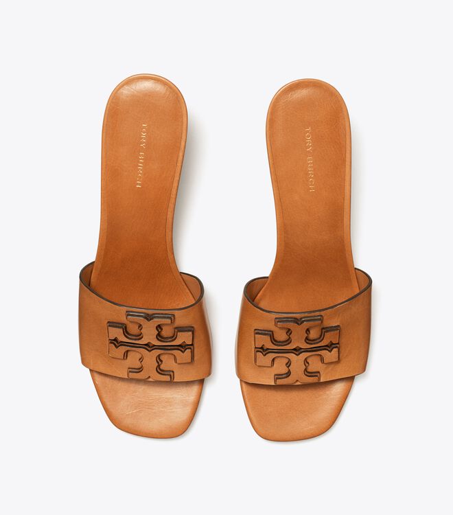 Brown Tory Burch Ines Wide Women's Heels | OUTLET-87906259