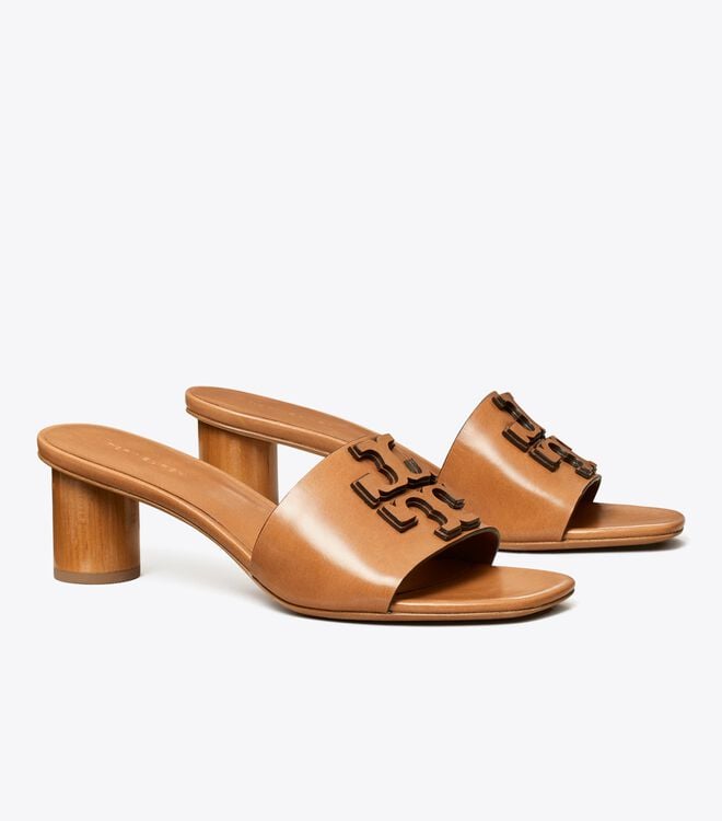 Brown Tory Burch Ines Wide Women\'s Heels | OUTLET-87906259