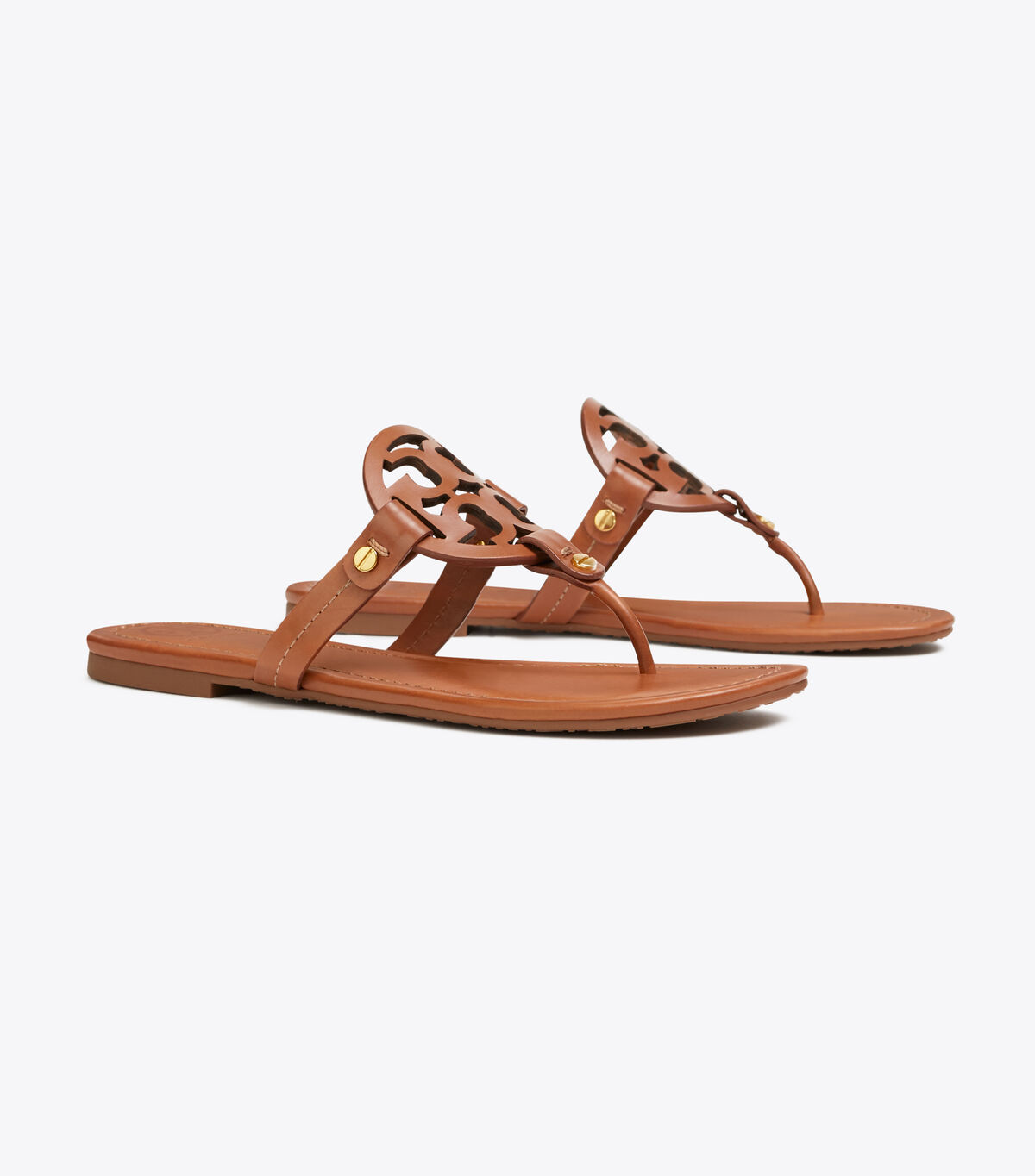 Brown Tory Burch Miller Leather Women\'s Sandals | OUTLET-06953729