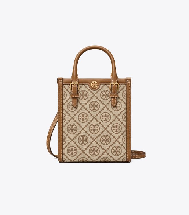 Brown Tory Burch Mini T Monogram Women's Tote Bags | OUTLET-49726319