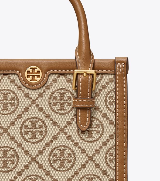 Brown Tory Burch Mini T Monogram Women's Tote Bags | OUTLET-49726319