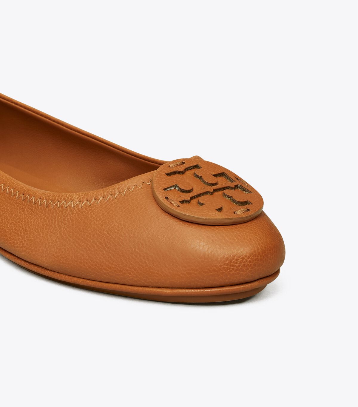 Brown Tory Burch Minnie Travel Leather Logo Women's Ballet Flats | OUTLET-39164289