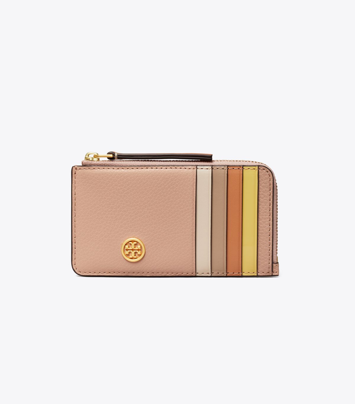 Brown Tory Burch Robinson Pebbled Top-zip Women's Card Case | OUTLET-82704369