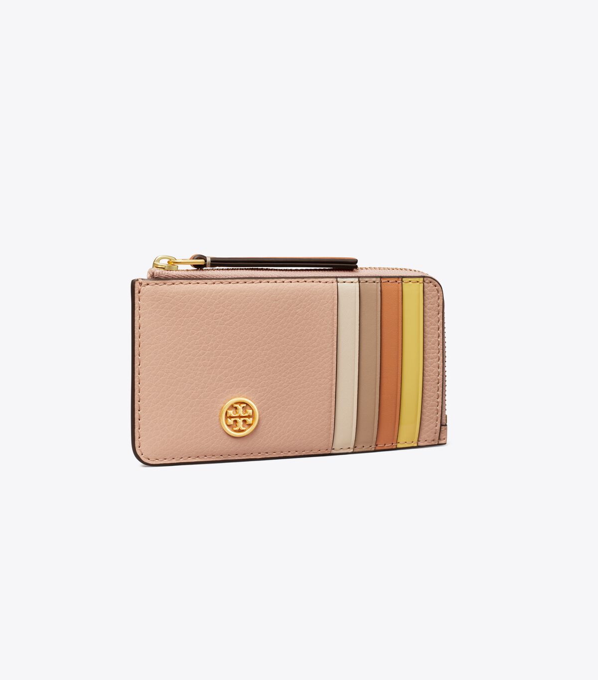 Brown Tory Burch Robinson Pebbled Top-zip Women\'s Card Case | OUTLET-82704369