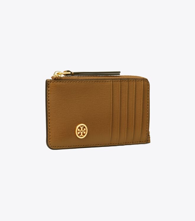 Brown Tory Burch Robinson Top-zip Women\'s Card Case | OUTLET-60345199