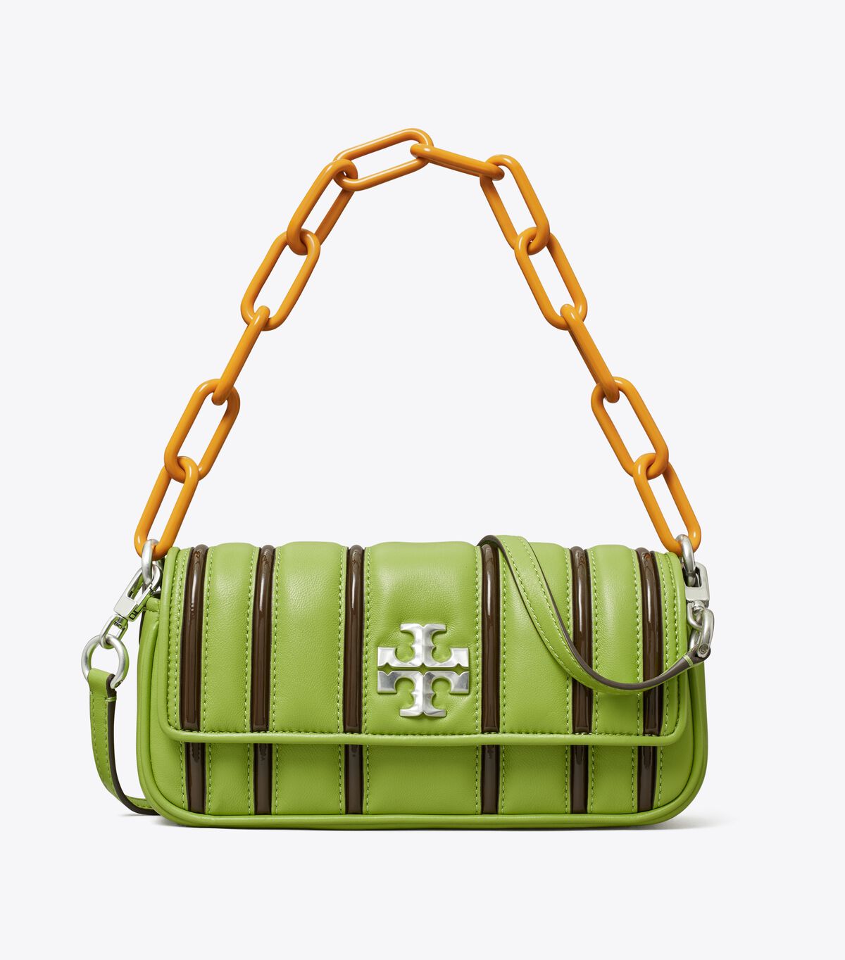 Brown Tory Burch Small Kira Bombé Stripe Flap Women's Shoulder Bags | OUTLET-84923079