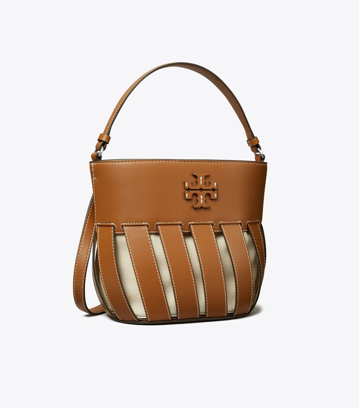 Brown Tory Burch Small Mcgraw Stripe Die-cut Women\'s Bucket Bags | OUTLET-13249079