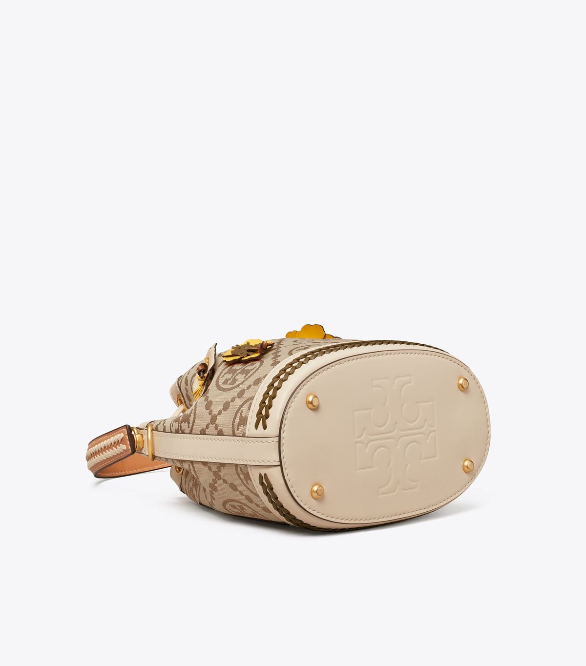 Brown Tory Burch T Monogram Braided Floral Women's Bucket Bags | OUTLET-86254979