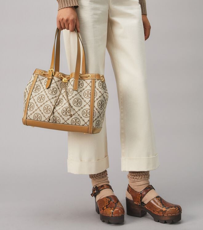 Brown Tory Burch T Monogram Jacquard Small Women's Tote Bags | OUTLET-34086719