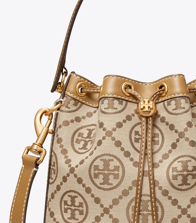 Brown Tory Burch T Monogram Jacquard Women's Bucket Bags | OUTLET-32617099