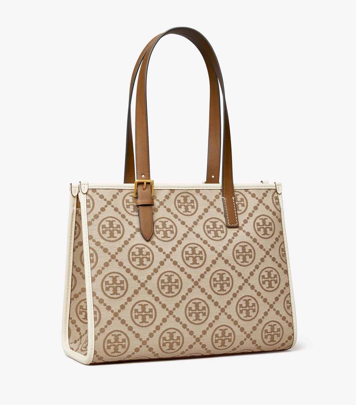 Brown / White Tory Burch Small T Monogram Women\'s Tote Bags | OUTLET-46570899