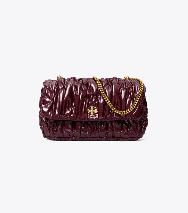 Burgundy Tory Burch Kira Patent Ruched Women's Mini Bag | OUTLET-25049879