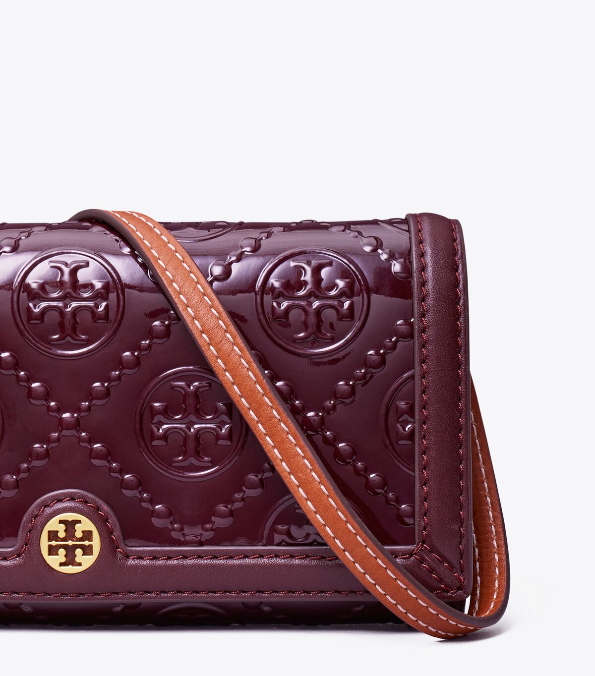 Burgundy Tory Burch T Monogram Patent Women's Crossbody Bags | OUTLET-05463299