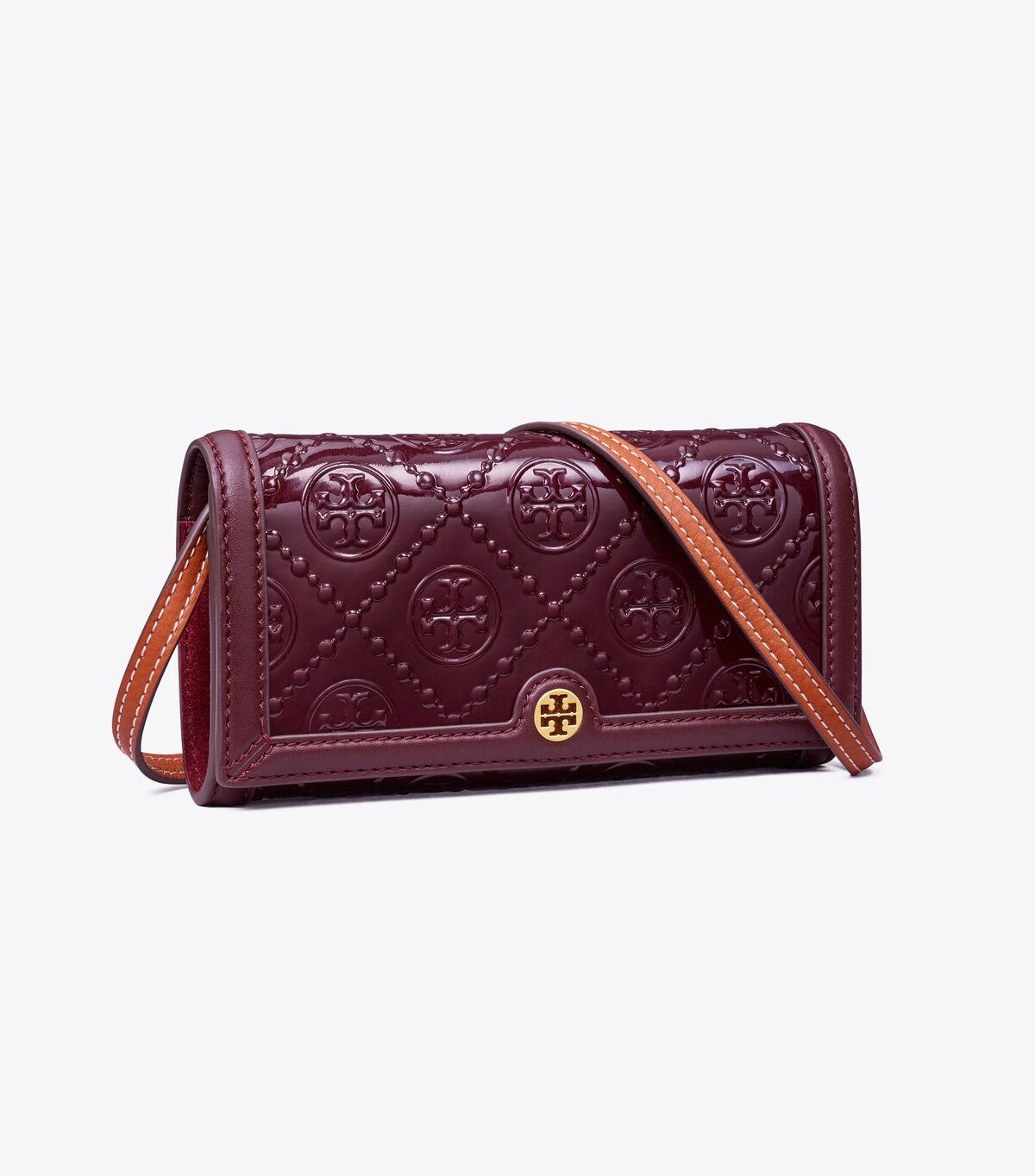 Burgundy Tory Burch T Monogram Patent Women\'s Crossbody Bags | OUTLET-05463299