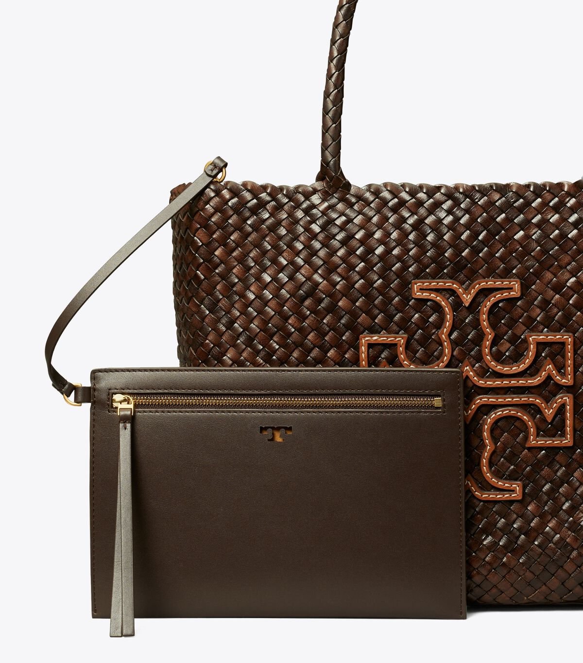 Chocolate Tory Burch Mcgraw Dragon Woven Women's Tote Bags | OUTLET-85032679