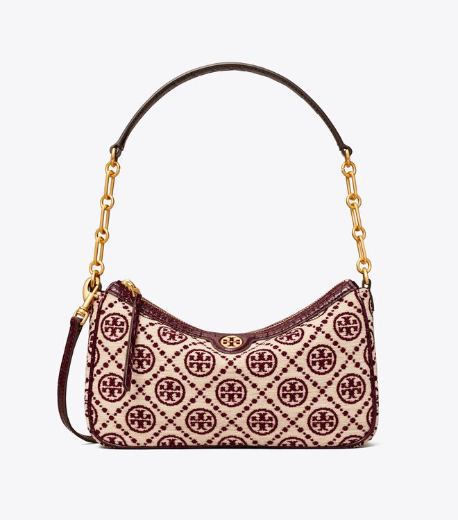 Claret / Cream Tory Burch T Monogram Chenille Women's Mini Bag | OUTLET-27153499