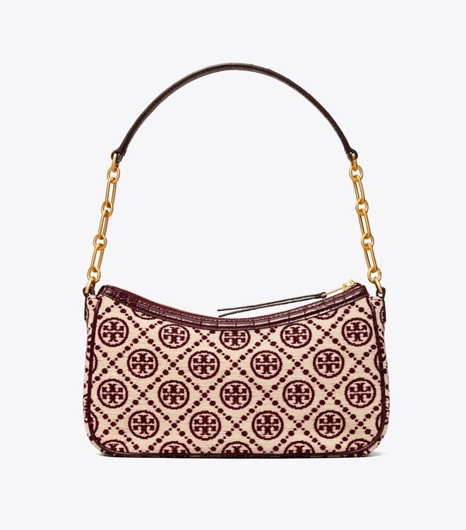 Claret / Cream Tory Burch T Monogram Chenille Women's Mini Bag | OUTLET-27153499