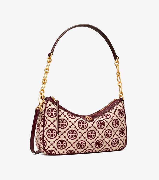 Claret / Cream Tory Burch T Monogram Chenille Women\'s Mini Bag | OUTLET-27153499