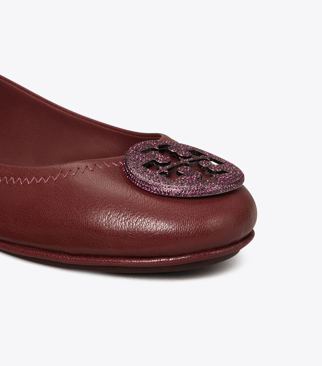 Claret Tory Burch Minnie Travel Pavé Women's Ballet Flats | OUTLET-65418029