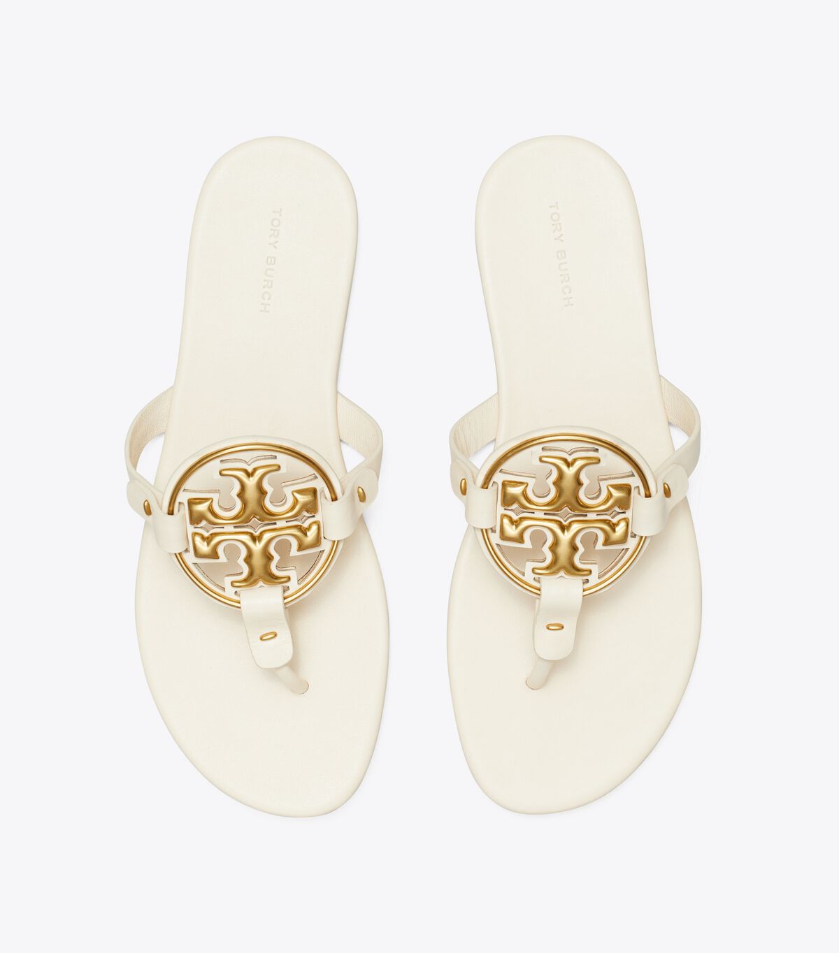 Cream / Gold Tory Burch Metal Miller Soft Women's Sandals | OUTLET-58140939