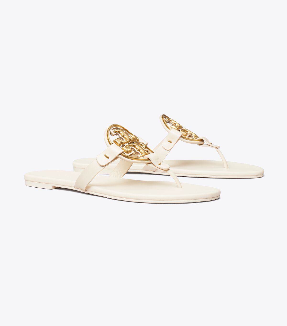 Cream / Gold Tory Burch Metal Miller Soft Women\'s Sandals | OUTLET-58140939