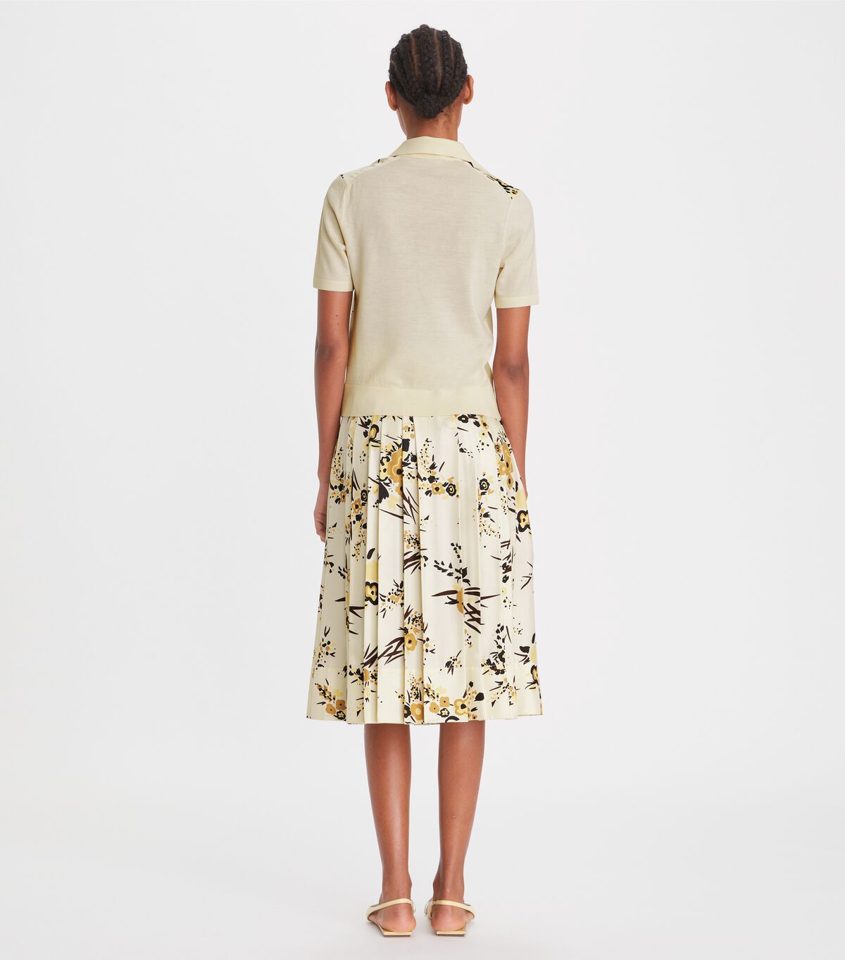 Cream Multicolor Tory Burch Printed Silk Pleated Women's Skirts | OUTLET-43951809