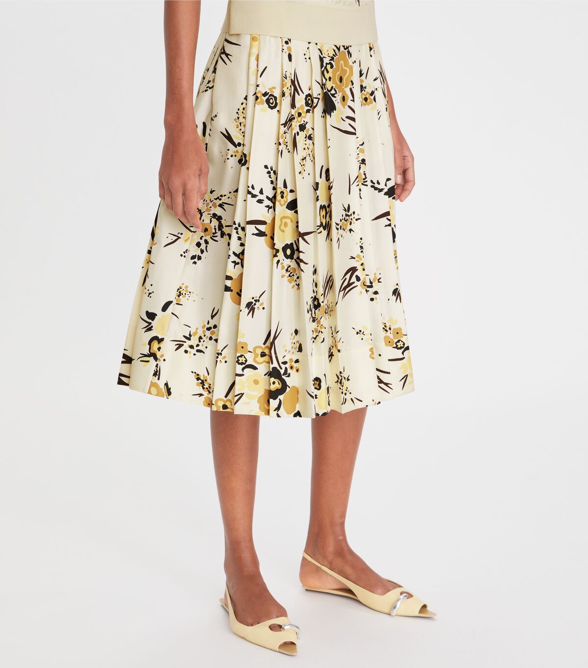 Cream Multicolor Tory Burch Printed Silk Pleated Women's Skirts | OUTLET-43951809