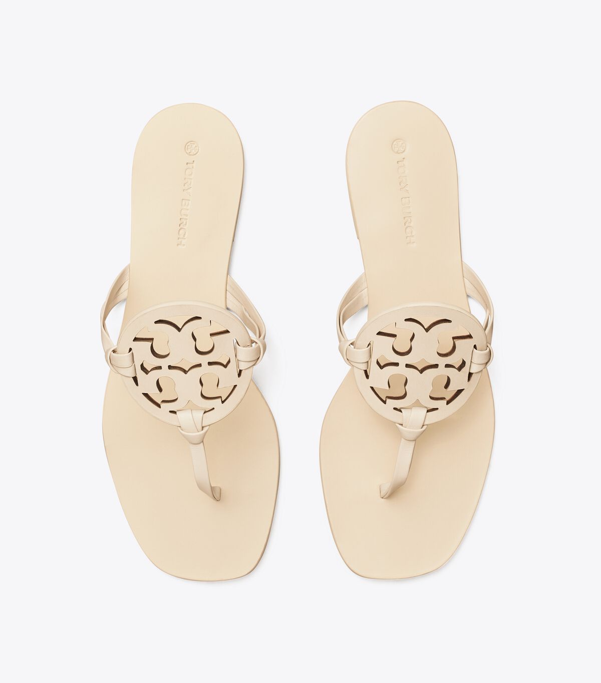 Cream Tory Burch Miller Square-toe Leather Women's Sandals | OUTLET-06254919