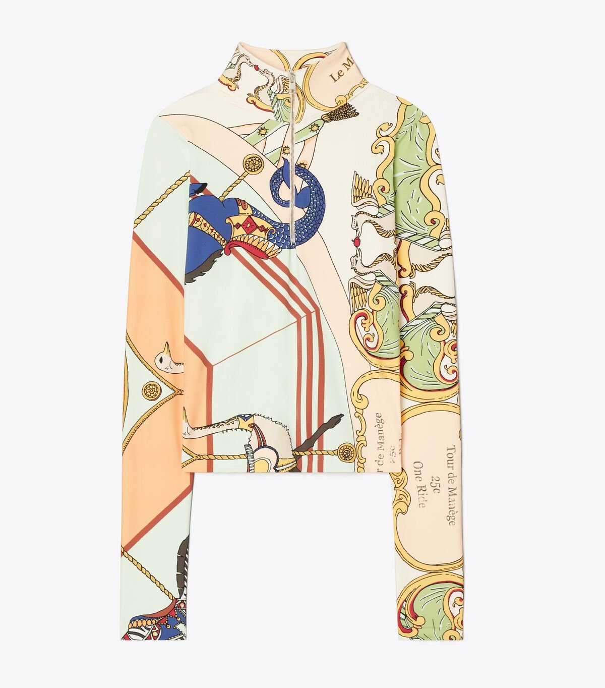 Cream Tory Burch Printed Cropped Half-zip Women\'s Sweaters | OUTLET-51462879