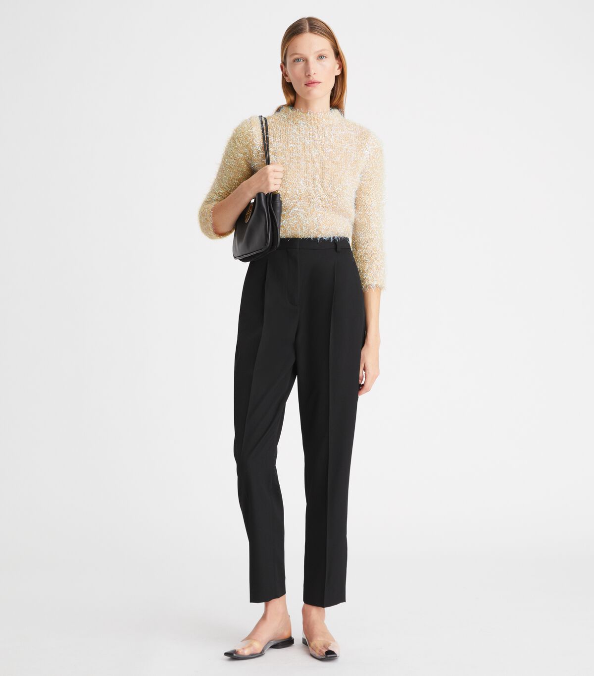 Cream Tory Burch Tinsel Mockneck Women's Sweaters | OUTLET-80731659