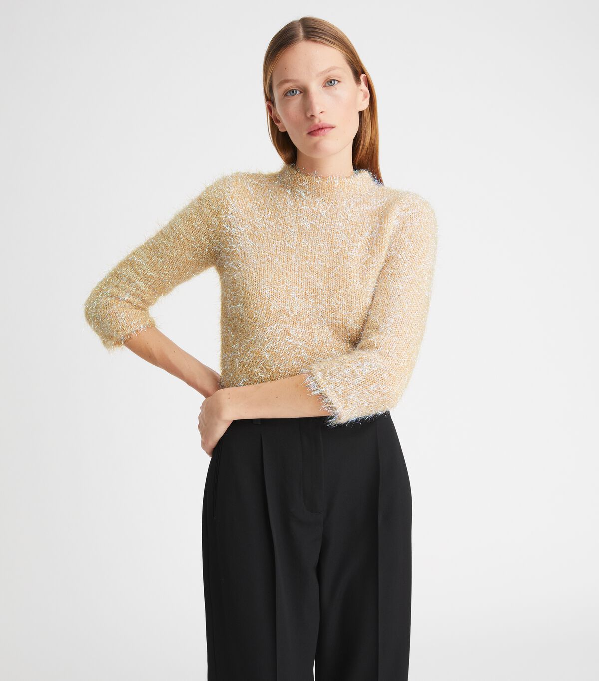 Cream Tory Burch Tinsel Mockneck Women's Sweaters | OUTLET-80731659