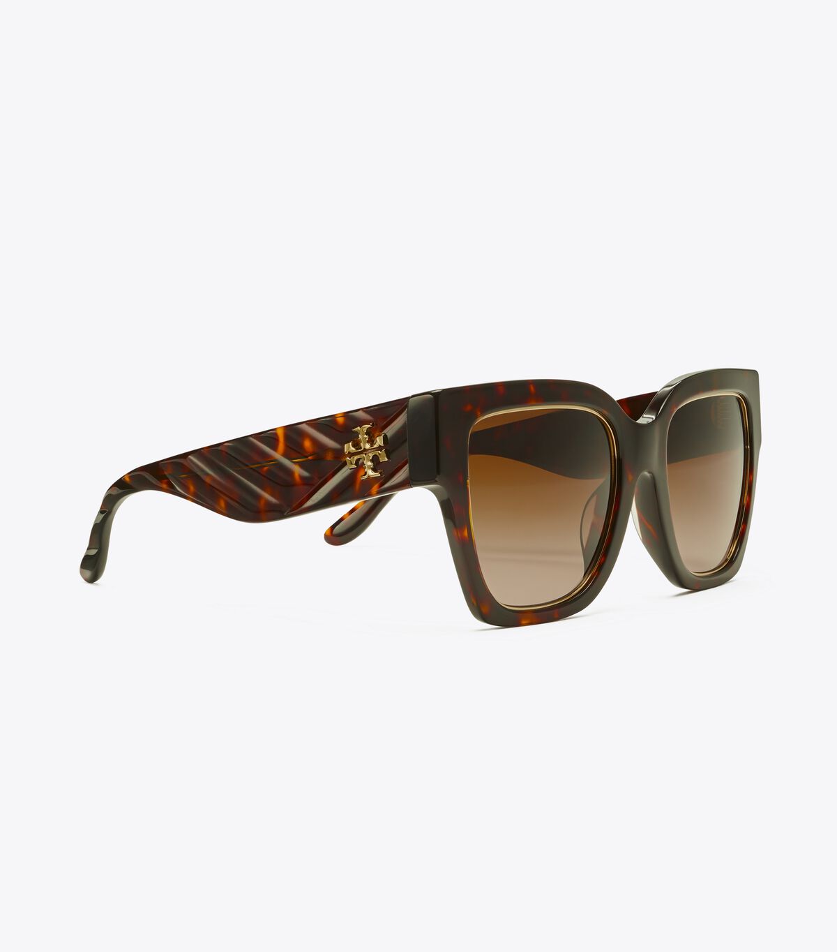 Dark Brown Tory Burch Kira Chevron Square Women's Sunglasses | OUTLET-53427819