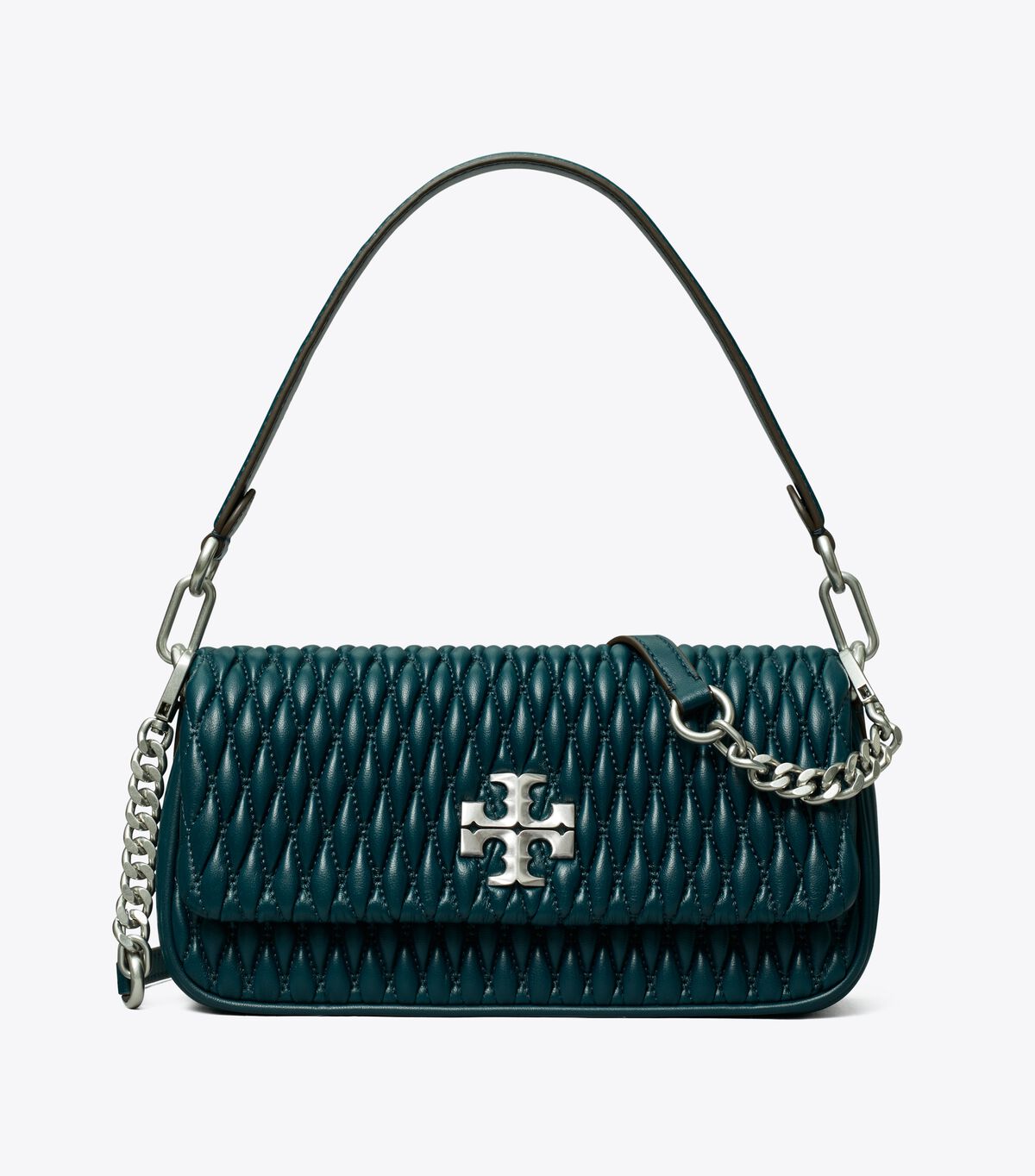 Dark Turquoise Tory Burch Small Kira Ruched Flap Women's Shoulder Bags | OUTLET-18546979