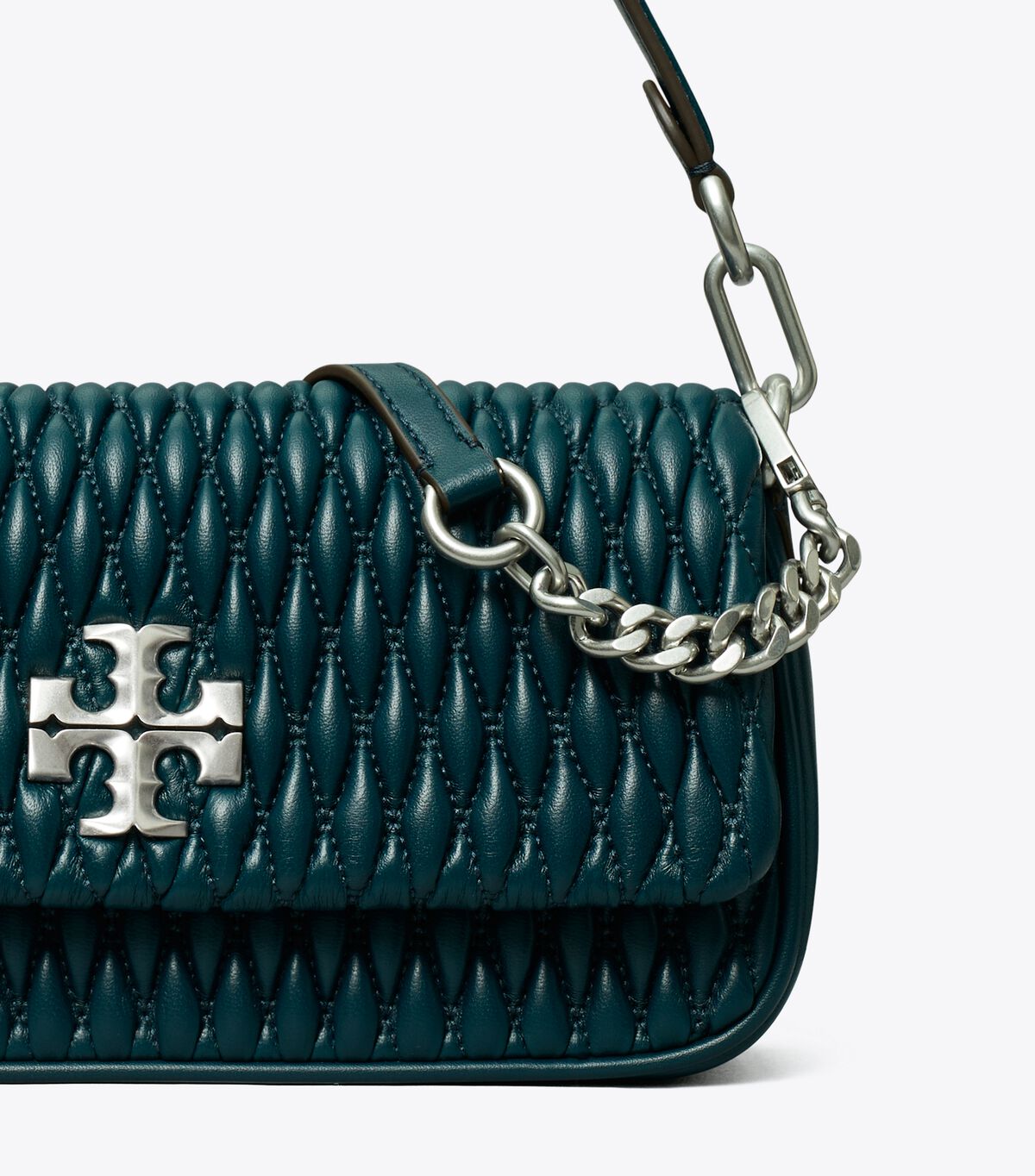 Dark Turquoise Tory Burch Small Kira Ruched Flap Women's Shoulder Bags | OUTLET-18546979