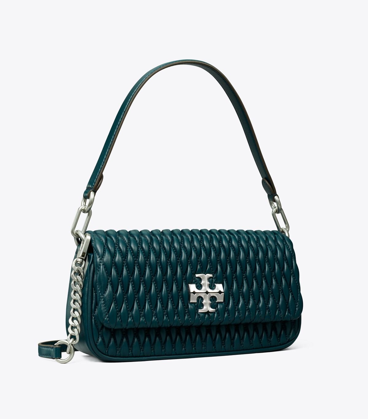 Dark Turquoise Tory Burch Small Kira Ruched Flap Women\'s Shoulder Bags | OUTLET-18546979