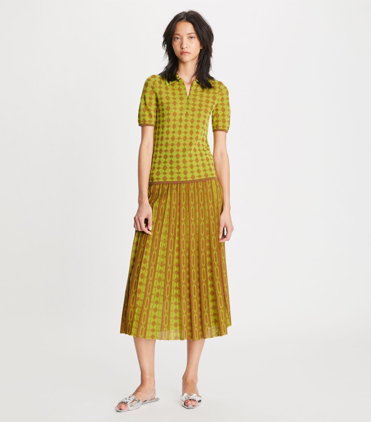 Dark Yellow Tory Burch Knit Jacquard Women's Skirts | OUTLET-20863519