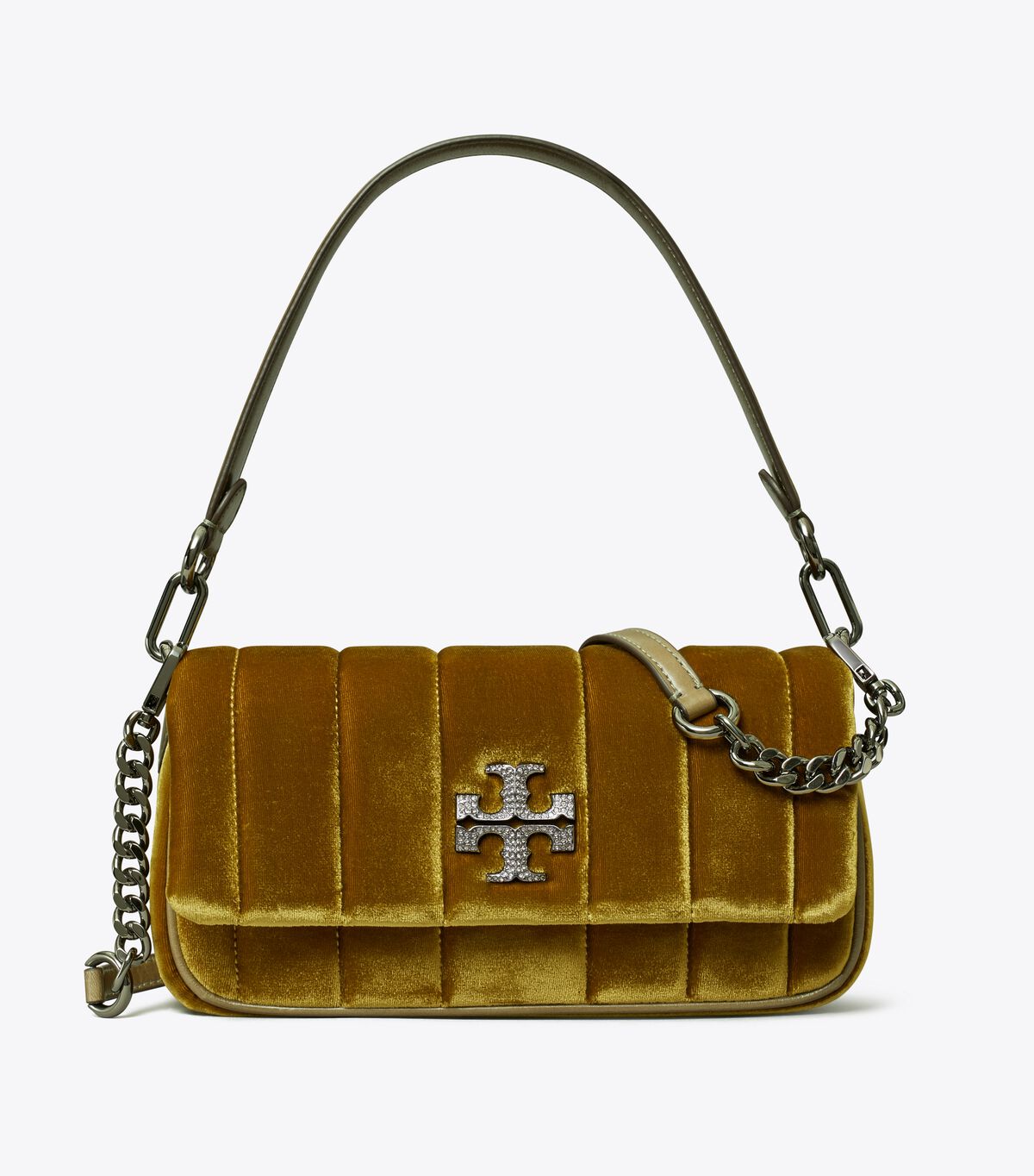 Dark Yellow Tory Burch Small Kira Velvet Flap Women's Shoulder Bags | OUTLET-60743929